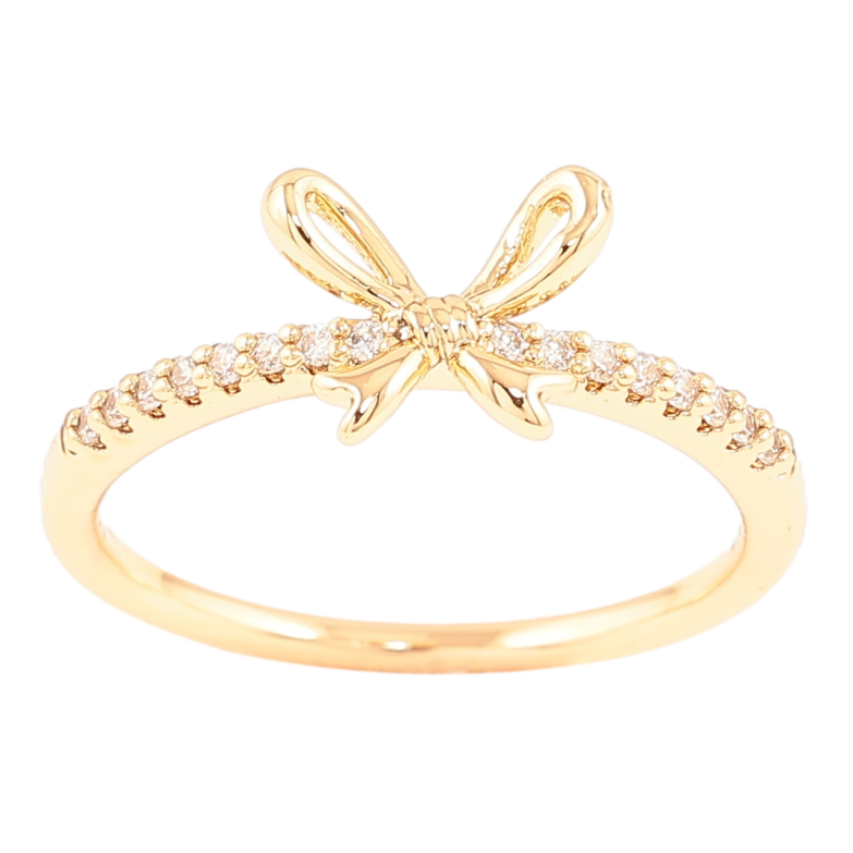 Кольцо Xuping Позолота 18K Дорожка циркония с бантом фото №1