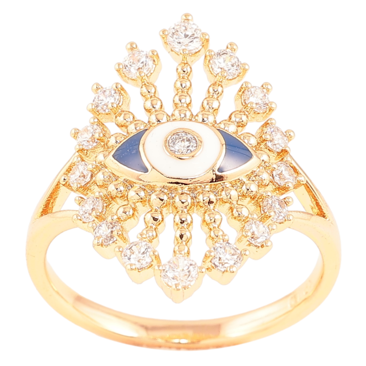 Каблучка Xuping Позолота 18K «Око з цирконієм та емаллю» фото №2