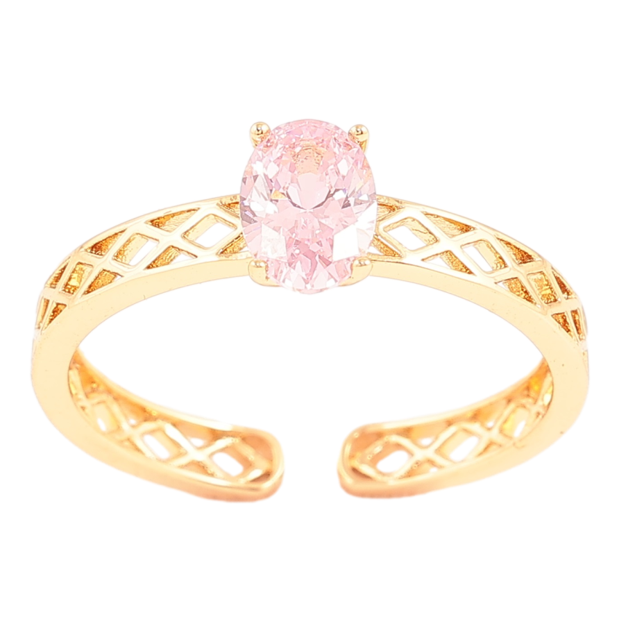 Каблучка Xuping Позолота 18K «Різьблена шинка з рожевим фіанітом» фото №1