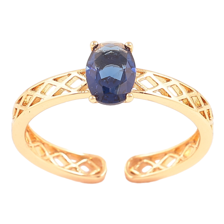 Каблучка Xuping Позолота 18K «Різьблена шинка з синім фіанітом» фото №24 Каблучка Xuping Позолота 18K «Різьблена шинка з синім фіанітом» фото №24