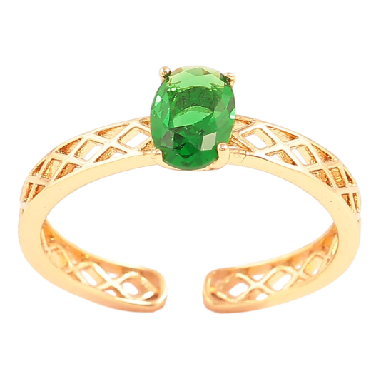 Кольцо Xuping Позолота 18K Резная шинка с зеленым фианитом фото №1