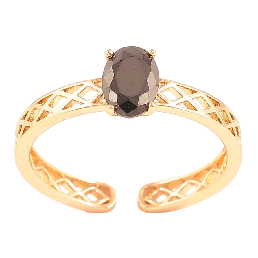 Кольцо Xuping Позолота 18K Резная шинка с черным фианитом фото №1