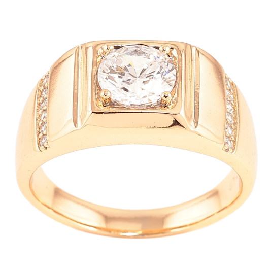 Перстень Xuping Позолота 18K «Візерунок з фіанітом і доріжками цирконію» фото №1