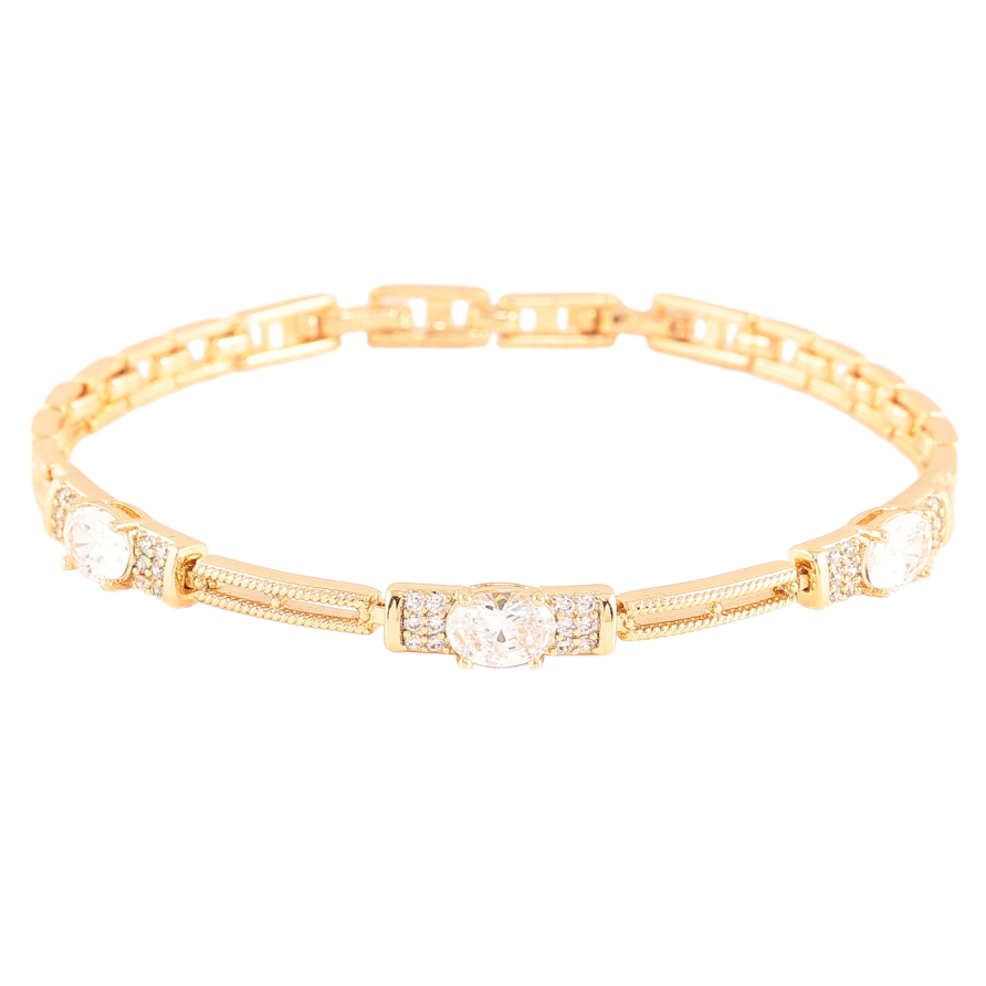 Браслет Xuping Позолота 18K Узор с фианитами и цирконием размер с доп. замком 17,19см х 4мм фото №1