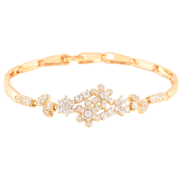 Браслет Xuping Позолота 18K Цветочный узор с цирконием размер 19см х 3мм фото №23 Браслет Xuping Позолота 18K Цветочный узор с цирконием размер 19см х 3мм фото №23