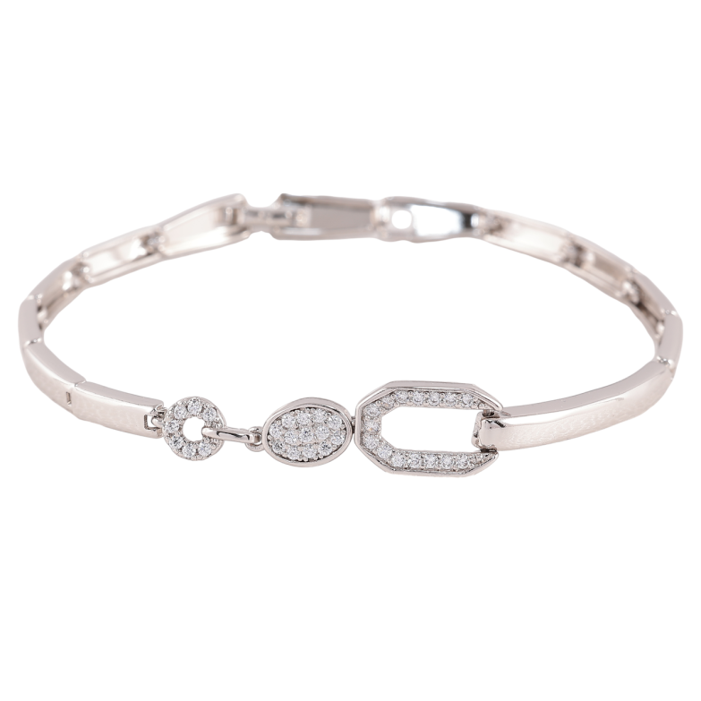 Браслет Xuping Родий Узор с цирконием размер 18.5см х 3мм фото №1 Браслет Xuping Родий Узор с цирконием размер 18.5см х 3мм фото №1