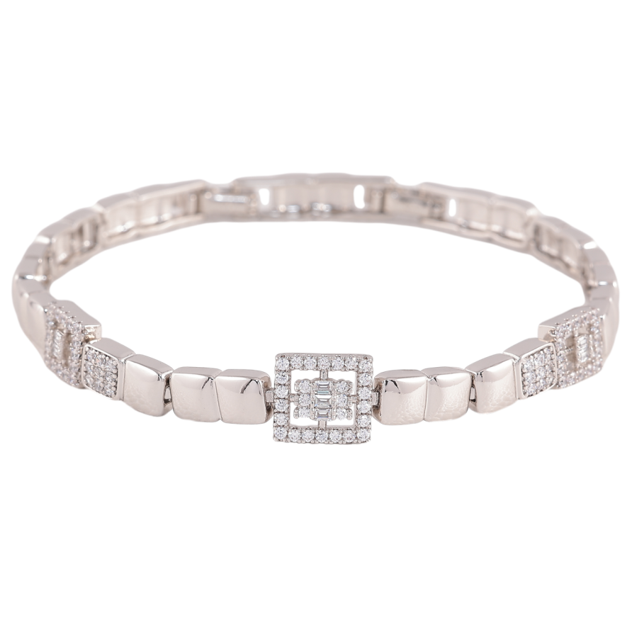 Браслет Xuping Родій «Візерунок з цирконієм» розмір 19.5см х 5мм фото №1