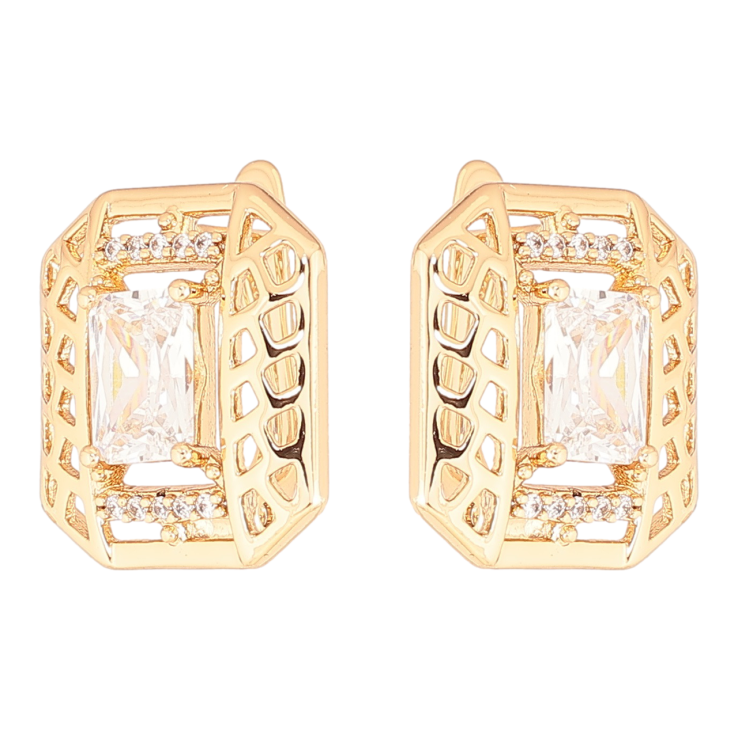 Серьги Xuping Позолота 18K английский замок Резной узор с цирконием фото №25