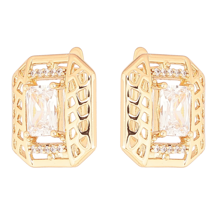 Серьги Xuping Позолота 18K английский замок Резной узор с цирконием фото №1 Серьги Xuping Позолота 18K английский замок Резной узор с цирконием фото №1