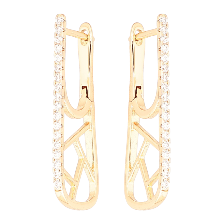 Серьги Xuping Позолота 18K английский замок Боковой узор с дорожками циркония фото №6 Серьги Xuping Позолота 18K английский замок Боковой узор с дорожками циркония фото №6