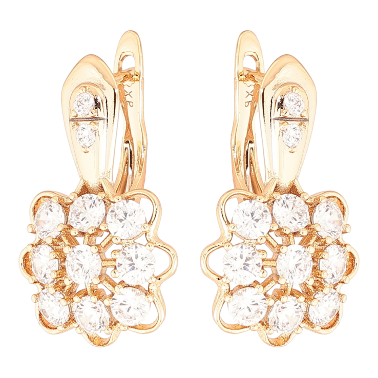 Серьги Xuping Позолота 18K английский замок Цветочки с цирконием фото №22