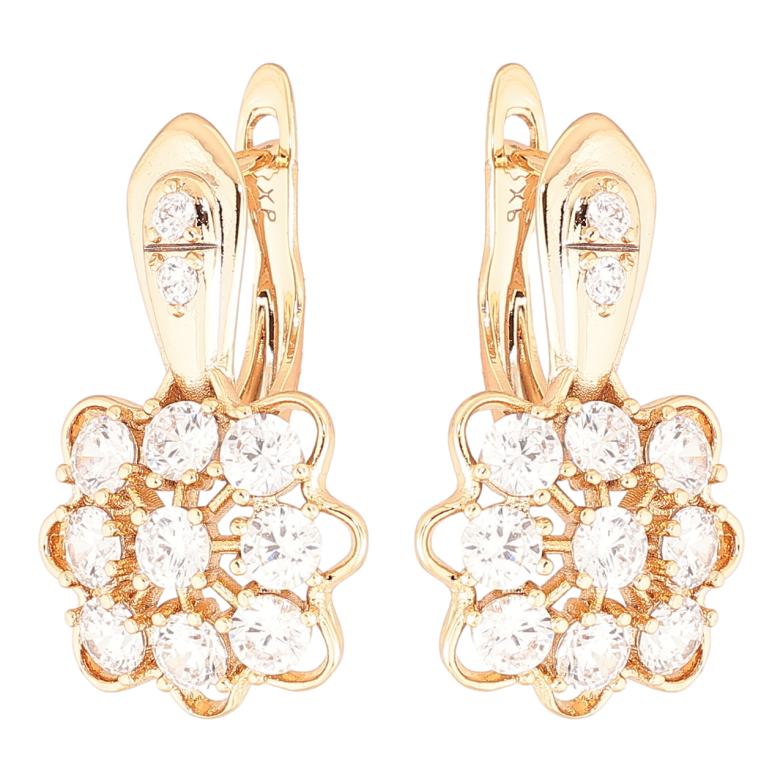 Серьги Xuping Позолота 18K английский замок Цветочки с цирконием фото №1
