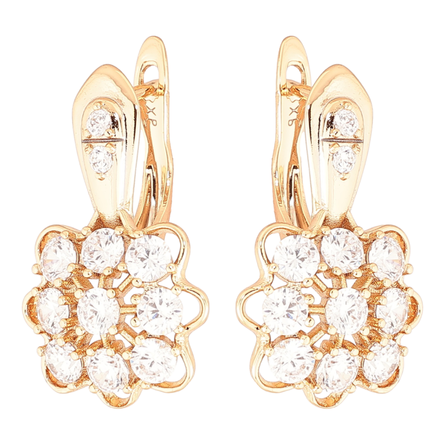 Серьги Xuping Позолота 18K английский замок Цветочки с цирконием фото №1 Серьги Xuping Позолота 18K английский замок Цветочки с цирконием фото №1
