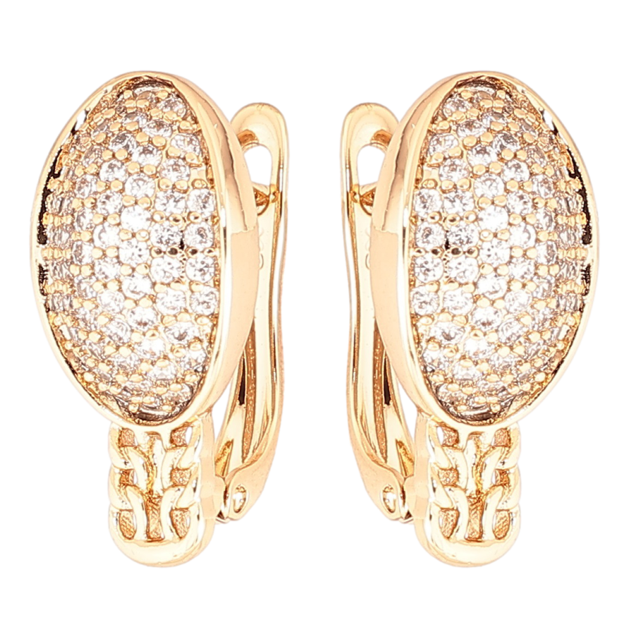 Сережки Xuping Позолота 18K англійський замок «Овали з інкрустацією цирконієм» фото №1 Сережки Xuping Позолота 18K англійський замок «Овали з інкрустацією цирконієм» фото №1