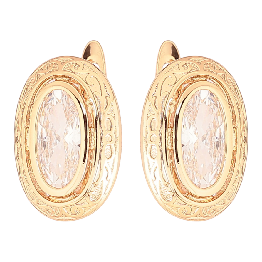 Сережки Xuping Позолота 18K англійський замок «Овали з фіанітами» фото №1 Сережки Xuping Позолота 18K англійський замок «Овали з фіанітами» фото №1