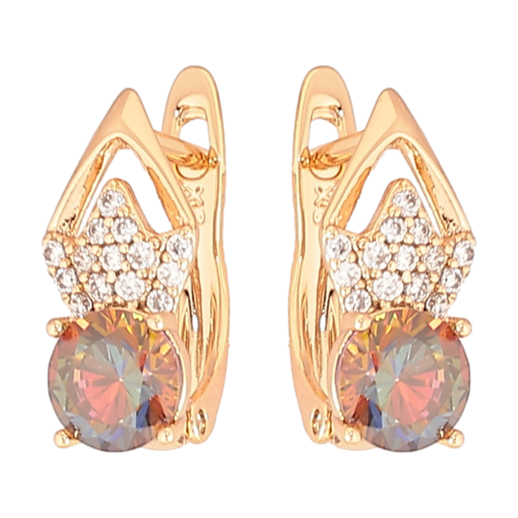 Серьги Xuping Позолота 18K английский замок Ромбовый узор с цирконием и хамелеоновыми фианитами фото №14 Серьги Xuping Позолота 18K английский замок Ромбовый узор с цирконием и хамелеоновыми фианитами фото №14