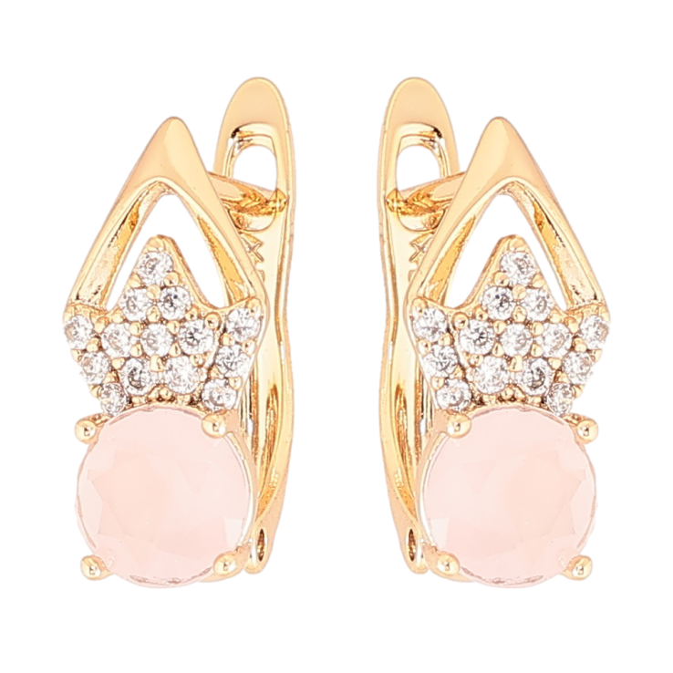 Серьги Xuping Позолота 18K английский замок Ромбовый узор с цирконием и розовыми фианитами фото №23 Серьги Xuping Позолота 18K английский замок Ромбовый узор с цирконием и розовыми фианитами фото №23