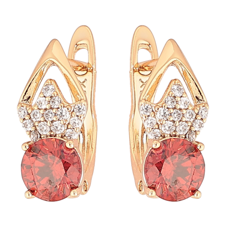 Серьги Xuping Позолота 18K английский замок Ромбовый узор с цирконием и красными фианитами фото №20 Серьги Xuping Позолота 18K английский замок Ромбовый узор с цирконием и красными фианитами фото №20