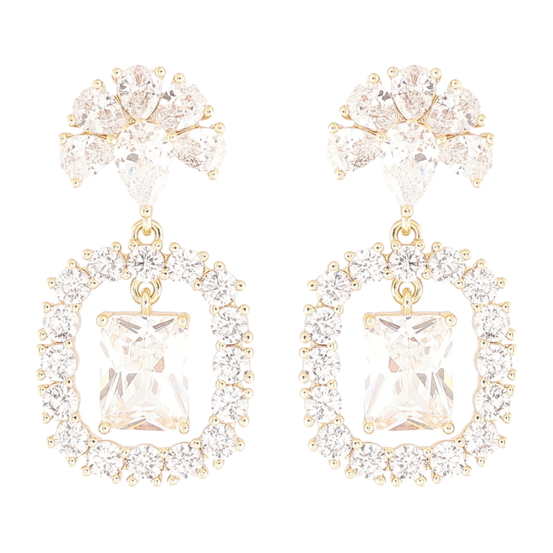 Сережки Xuping Позолота 14K пусети «Кришталеві підвіски» фото №1 Сережки Xuping Позолота 14K пусети «Кришталеві підвіски» фото №1