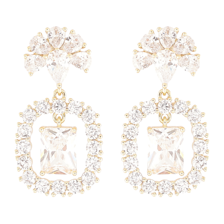 Сережки Xuping Позолота 14K пусети «Кришталеві підвіски» фото №1 Сережки Xuping Позолота 14K пусети «Кришталеві підвіски» фото №1