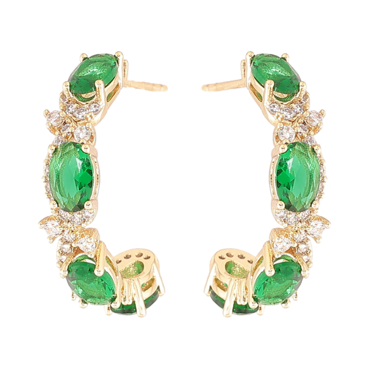 Сережки Xuping Позолота 14K пусети «Дуги з зеленими фіанітами та цирконієм» фото №21 Сережки Xuping Позолота 14K пусети «Дуги з зеленими фіанітами та цирконієм» фото №21