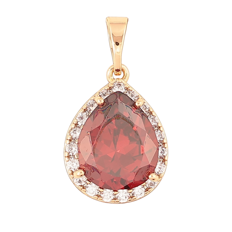 Кулон Xuping Позолота 18K «Краплеподібний червоний фіаніт в обрамленні цирконію» для ланцюжка до 5мм фото №4 Кулон Xuping Позолота 18K «Краплеподібний червоний фіаніт в обрамленні цирконію» для ланцюжка до 5мм фото №4