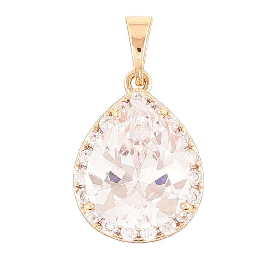 Кулон Xuping Позолота 18K «Краплеподібний фіаніт в обрамленні цирконію» для ланцюжка до 5мм фото №1 Кулон Xuping Позолота 18K «Краплеподібний фіаніт в обрамленні цирконію» для ланцюжка до 5мм фото №1