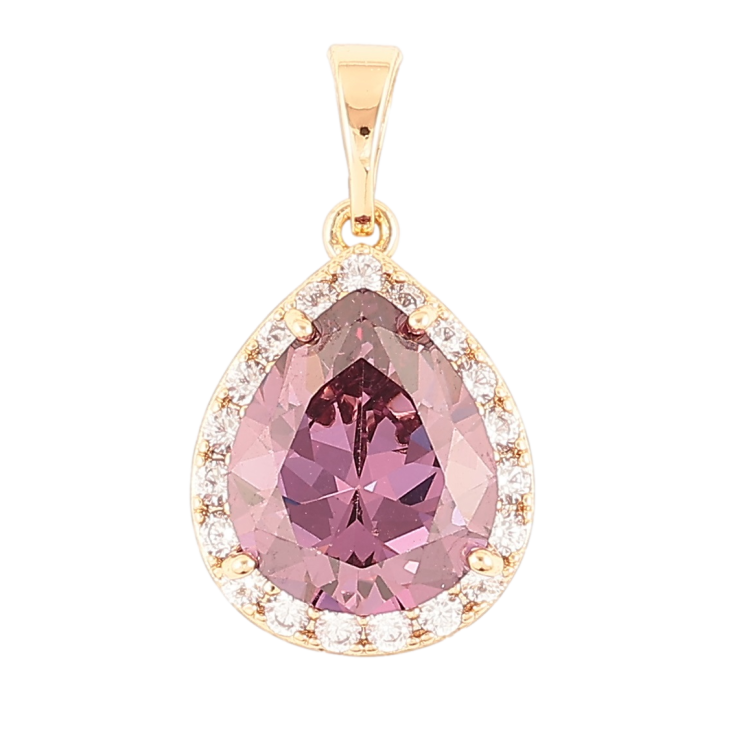 Кулон Xuping Позолота 18K «Краплеподібний бузковий фіаніт в обрамленні цирконію» для ланцюжка до 5мм фото №17 Кулон Xuping Позолота 18K «Краплеподібний бузковий фіаніт в обрамленні цирконію» для ланцюжка до 5мм фото №17