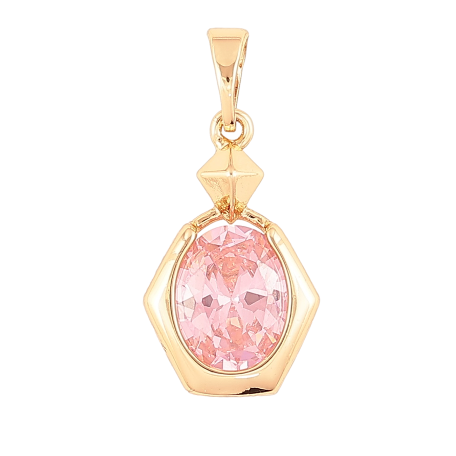 Кулон Xuping Позолота 18K «Рожевий фіаніт у фігурній оправі» для ланцюжка до 5мм фото №1