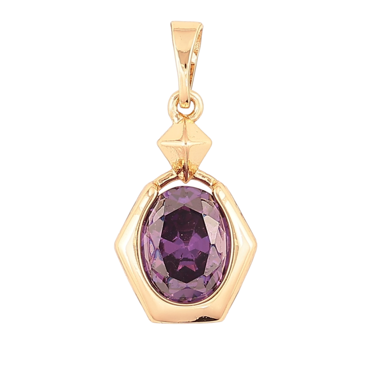 Кулон Xuping Позолота 18K «Фіолетовий фіаніт у фігурній оправі» для ланцюжка до 5мм фото №3