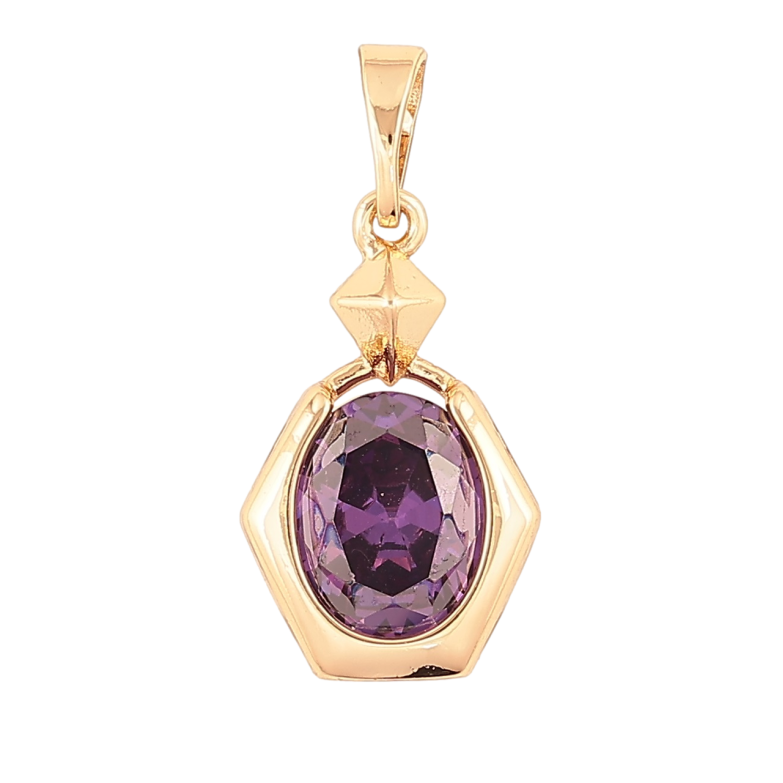 Кулон Xuping Позолота 18K Фиолетовый фианит в фигурной оправе для цепочки до 5мм фото №1