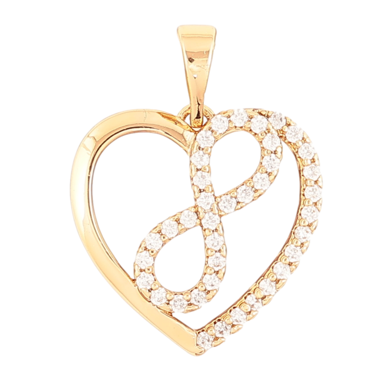 Кулон Xuping Позолота 18K Сердечко с знаком бесконечности для цепочки до 5мм фото №1