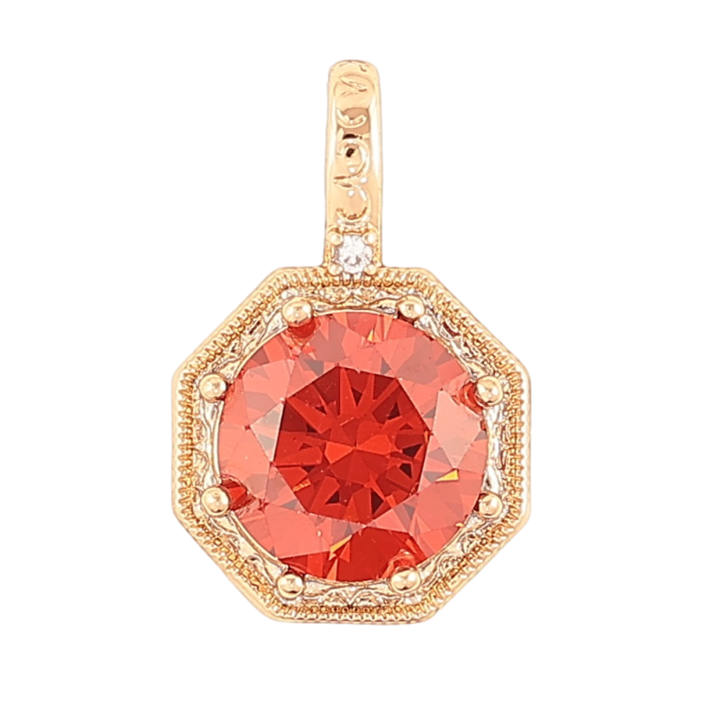 Кулон Xuping Позолота 18K Оранжевый фианит в фигурной оправе для цепочки до 4мм фото №1