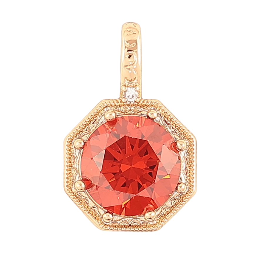 Кулон Xuping Позолота 18K «Помаранчевий фіаніт у фігурній оправі» для ланцюжка до 4мм фото №1