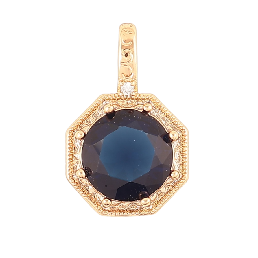 Кулон Xuping Позолота 18K «Синій фіаніт у фігурній оправі» для ланцюжка до 4мм фото №1