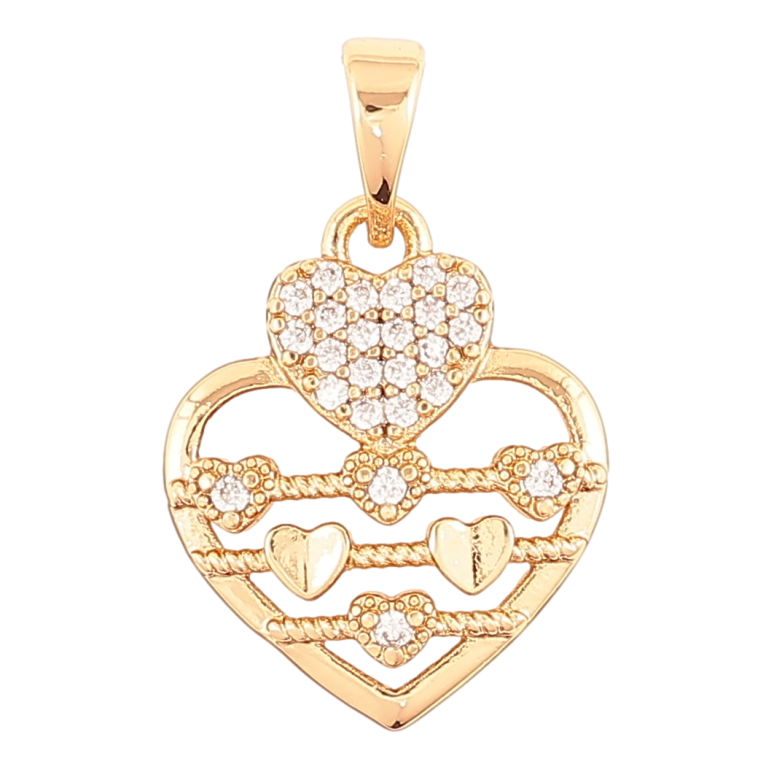 Кулон Xuping Позолота 18K Сердечки с цирконием для цепочки до 5мм фото №1