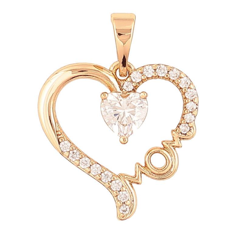 Кулон Xuping Позолота 18K Сердечко с цирконием и надписью Мама для цепочки до 5мм фото №1 Кулон Xuping Позолота 18K Сердечко с цирконием и надписью Мама для цепочки до 5мм фото №1
