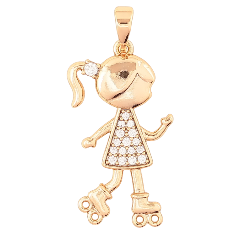 Кулон детский Xuping Позолота 18K Девочка на роликах для цепочки до 5мм фото №10