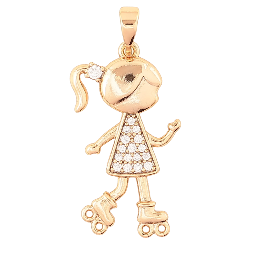 Кулон дитячий Xuping Позолота 18K Дівчинка на роликах» для ланцюжка до 5мм фото №1