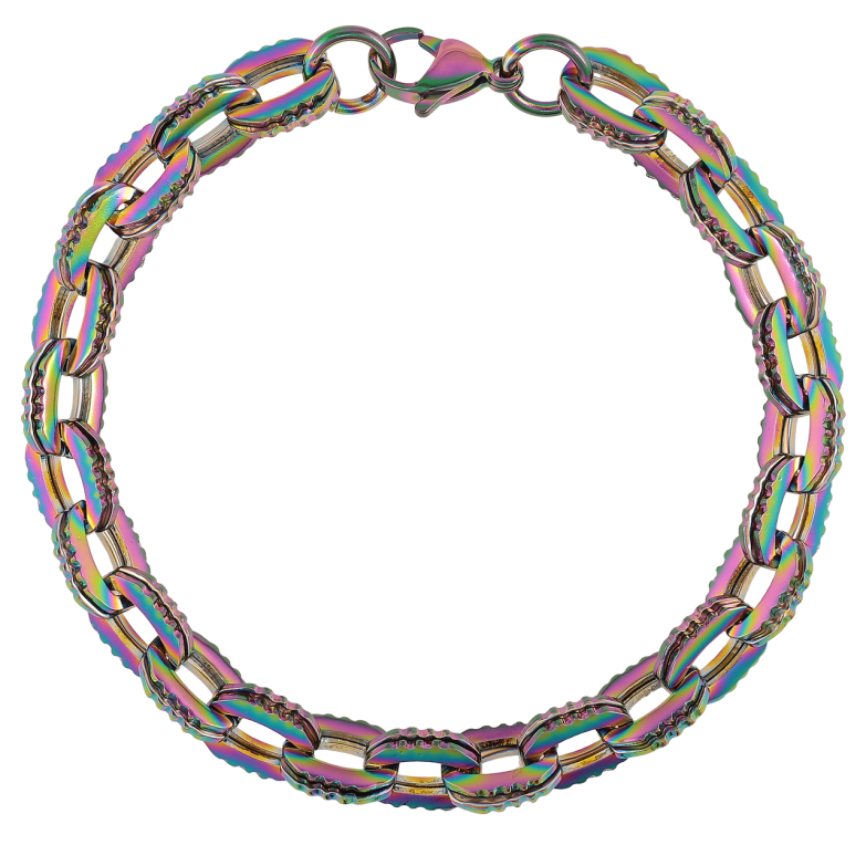 Браслет Xuping ТТМ Stainless Steel колір Хамелеон «Фантазійне Якірне плетіння» розмір 22.5см х 8мм фото №1