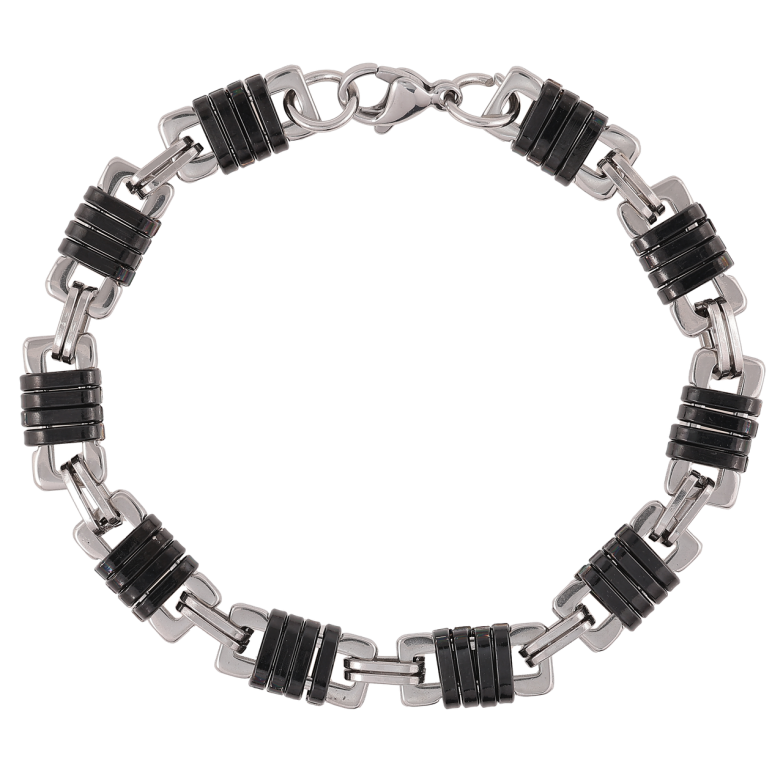 Браслет Xuping ТТМ Stainless Steel цвет Родий+Black Фантазийное плетение размер 20.5см х 8мм фото №2 Браслет Xuping ТТМ Stainless Steel цвет Родий+Black Фантазийное плетение размер 20.5см х 8мм фото №2