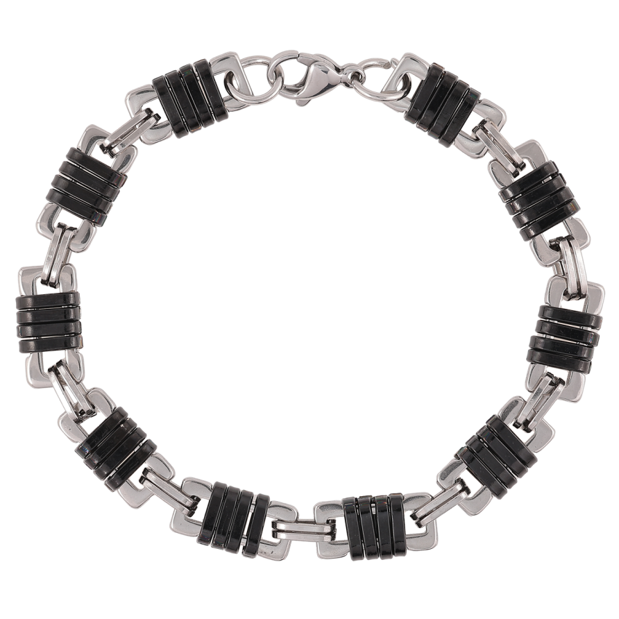 Браслет Xuping ТТМ Stainless Steel цвет Родий+Black Фантазийное плетение размер 20.5см х 8мм фото №1 Браслет Xuping ТТМ Stainless Steel цвет Родий+Black Фантазийное плетение размер 20.5см х 8мм фото №1