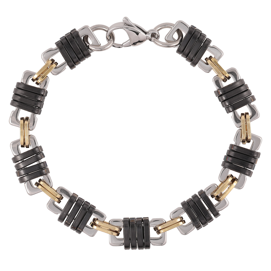 Браслет Xuping ТТМ Stainless Steel цвет Родий+Black+14К Фантазийное плетение размер 19см х 8мм фото №1