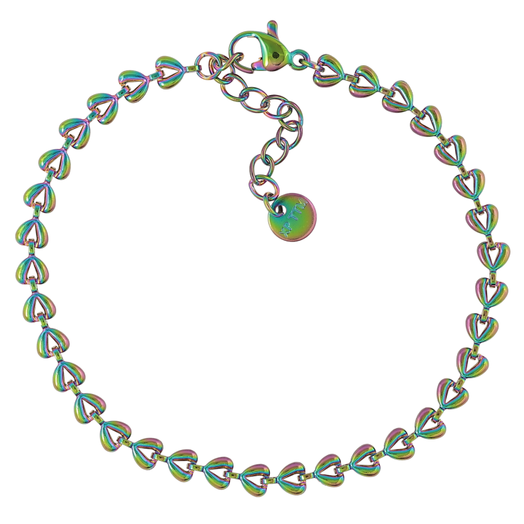 Браслет Xuping ТТМ Stainless Steel колір Хамелеон «Плетіння Сердечка» розмір з доп.ланцюжком 17-20см х 4мм фото №6 Браслет Xuping ТТМ Stainless Steel колір Хамелеон «Плетіння Сердечка» розмір з доп.ланцюжком 17-20см х 4мм фото №6