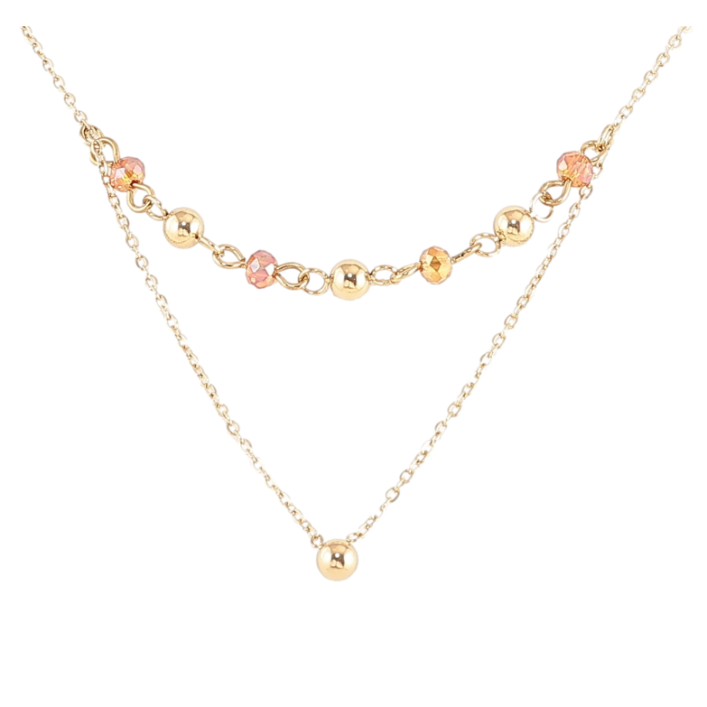 Подвеска на цепочке Xuping ТТМ Stainless Steel цвет 14К Золотистые и цветные бусины дл. 43-48см х 1.5мм фото №1