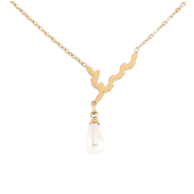 Підвіска на ланцюжку Xuping ТТМ Stainless Steel колір 14К «Гілочка з перлиною» дл. 40-45см х 1.5мм фото №1 Підвіска на ланцюжку Xuping ТТМ Stainless Steel колір 14К «Гілочка з перлиною» дл. 40-45см х 1.5мм фото №1