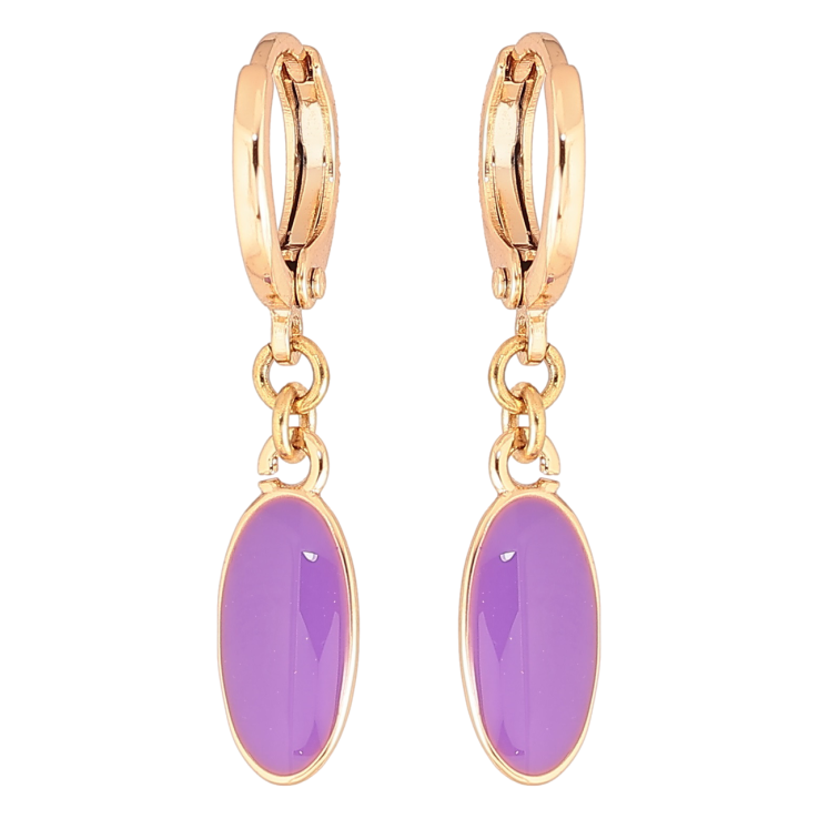 Серьги Xuping Позолота 18K подвески на колечках Овалы с сиреневой эмалью фото №15