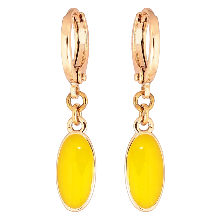Серьги Xuping Позолота 18K подвески на колечках Овалы с желтой эмалью фото №7