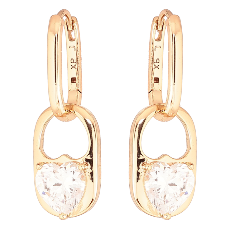 Серьги Xuping Позолота 18K подвески на колечках Кристальные сердечки 2 в 1 фото №16