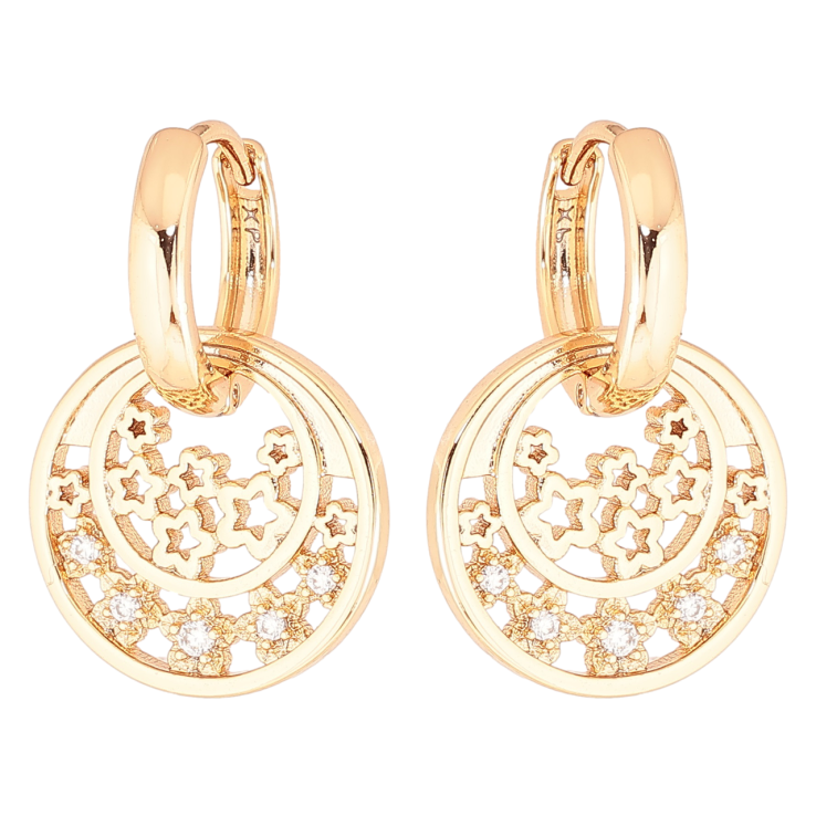 Серьги Xuping Позолота 18K подвески на колечках Кольца с цветочным узором 2 в 1 фото №17